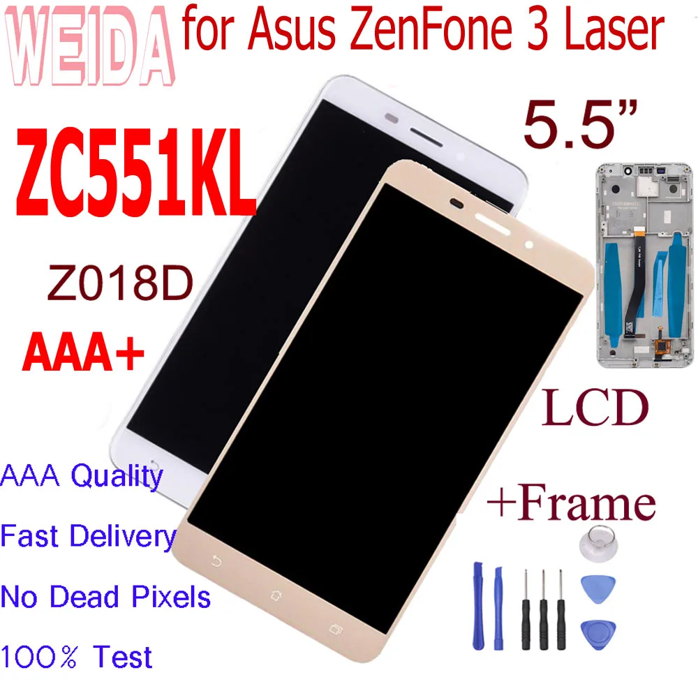 ЖК дисплей WEIDA 5 дюйма для Asus ZenFone 3 Laser ZC551KL панель с сенсорным экраном в сборе рамка