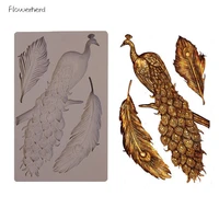 new baking tools peacock feathers chocolate mold fondant cake silicone mold baking accessories cake decorating resin mold