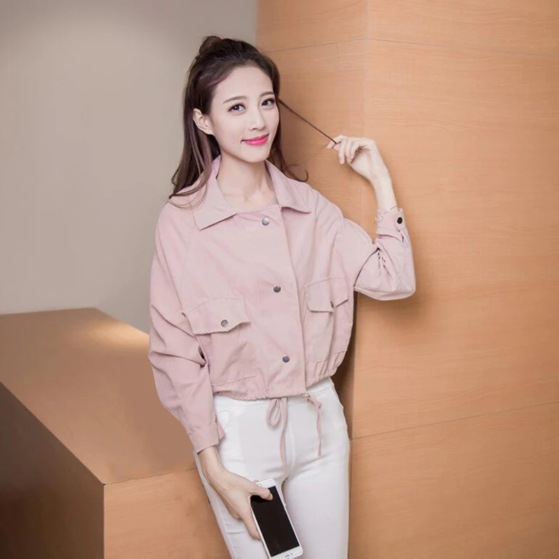 

Autumn Winter Korean Loose Long Sleeved Short Jacket Women Outerwear Solid Coat
