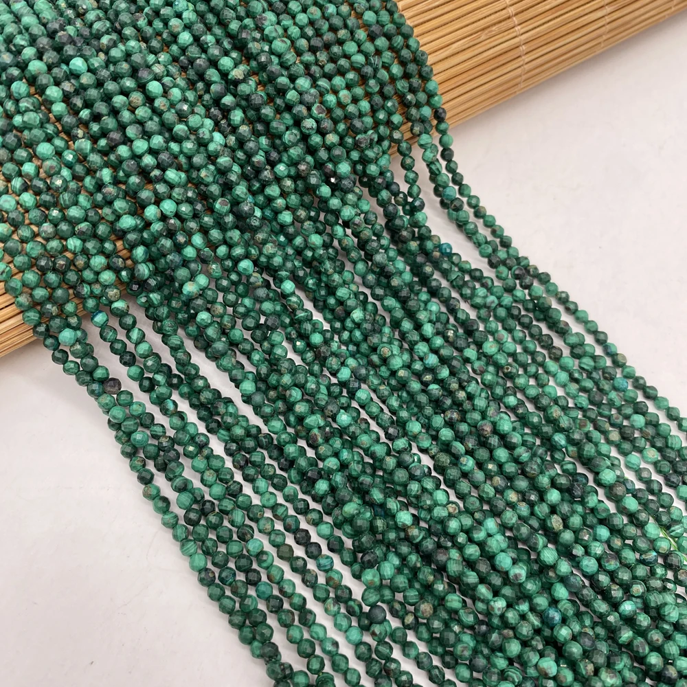 

2021 New Natural Stone Semi-precious Stone Malachite Faceted Round Small Beads Making DIY Necklace Bracelet Anklet Jewelry Gift