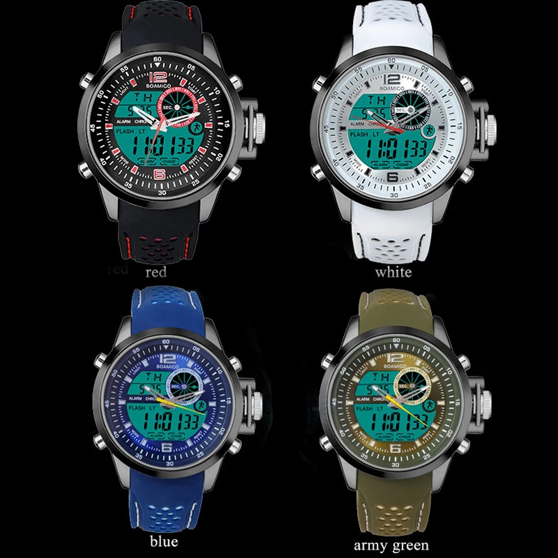 Дешево Роскошные Дизайнерские мужские часы BOAMIGO, красные спортивные часы, цифровые часы, кварцевые наручные часы, мужские часы