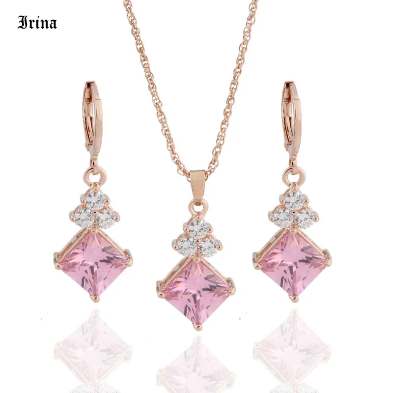 Комплект из колье и серёг под розовое золото 585 пробы|Ювелирные наборы| |