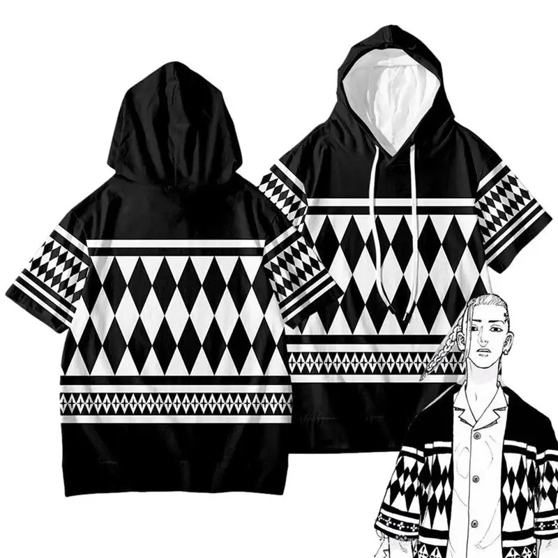 

3D Ani-me Cosplay Top for Man Halloween Party Short-sleeve T-shirt Cartoon O-neck T-shirt Top for Daily Party