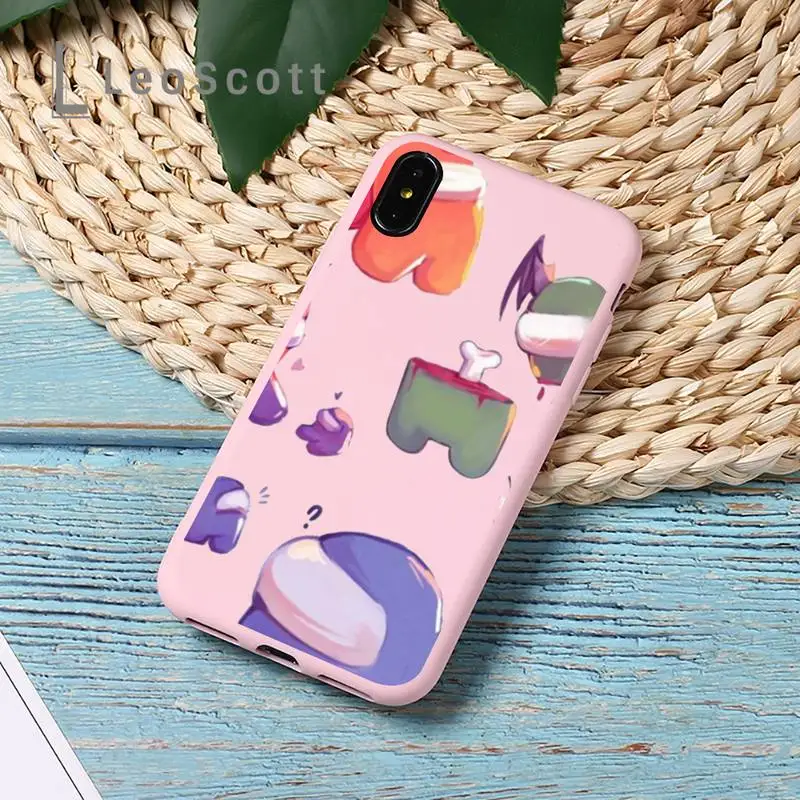 

Cute cartoon Among Us game Phone Case Candy Color for iPhone 11 12 mini pro XS MAX 8 7 6 6S Plus X 5S SE 2020 XR