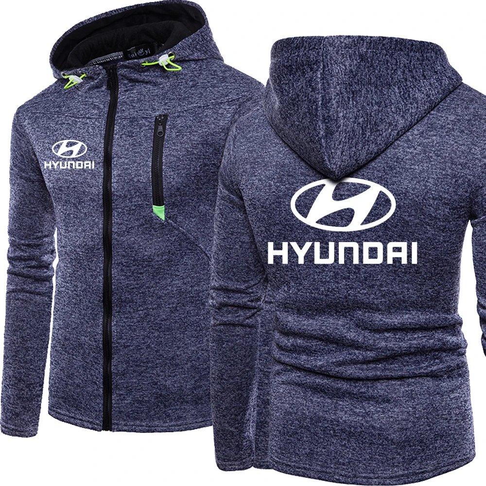 

New Spring Autumn Men's Hyundai Car Logo Hoodie Fashion High Quality Hooded Sweatshirts Jacket Zipper Clothing 3 Color