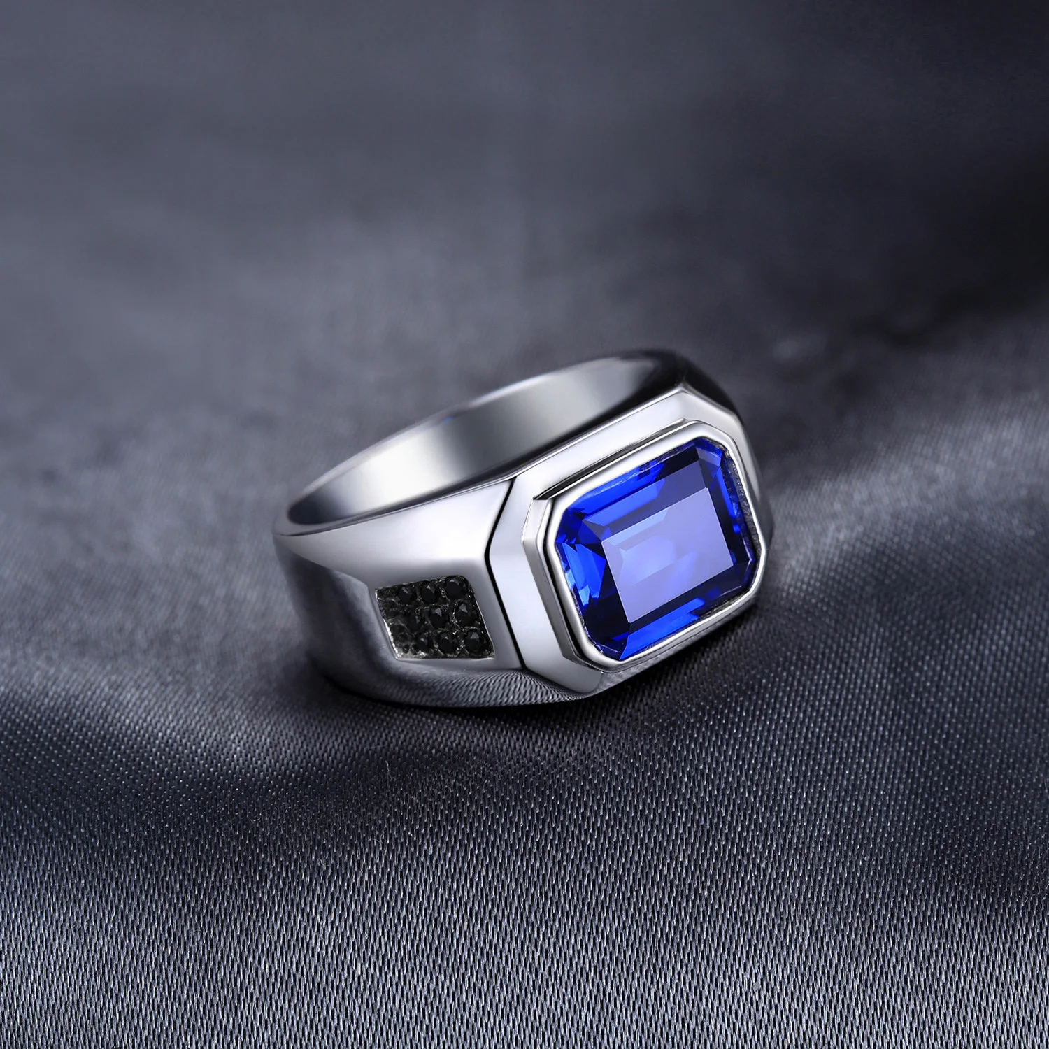 Jewelrypalace Для мужчин 4.3ct создал создан сапфир натуральный черной шпинели Юбилей обручальное кольцо Подлинная кольцо стерлингового серебра 925
