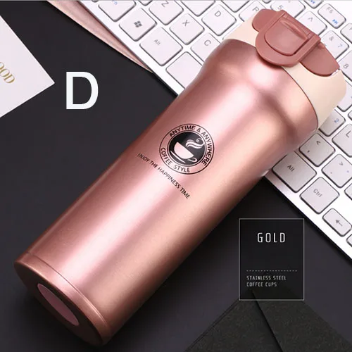 Rose gold 400ml Термос из нержавеющей стали для машины, кружка для кофе, чашка для путешествий, термос с двойными стенками, кофейная кружка, Термокружка, Термокружка - Цвет: Rose gold 400ml