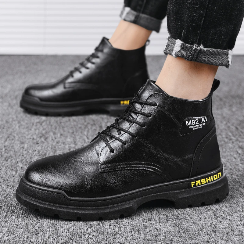 

Men Shoes High Top Chelsea Boots Men Ankle For Boot Shoes Mens Casual Winter Sapato De Couro Masculino Magnum Men's Leather