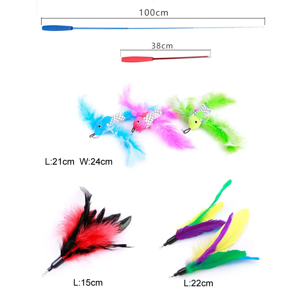 1 шт. кошка перо игрушки Дразнилка для кошки Выдвижной Поводок занятий спортом