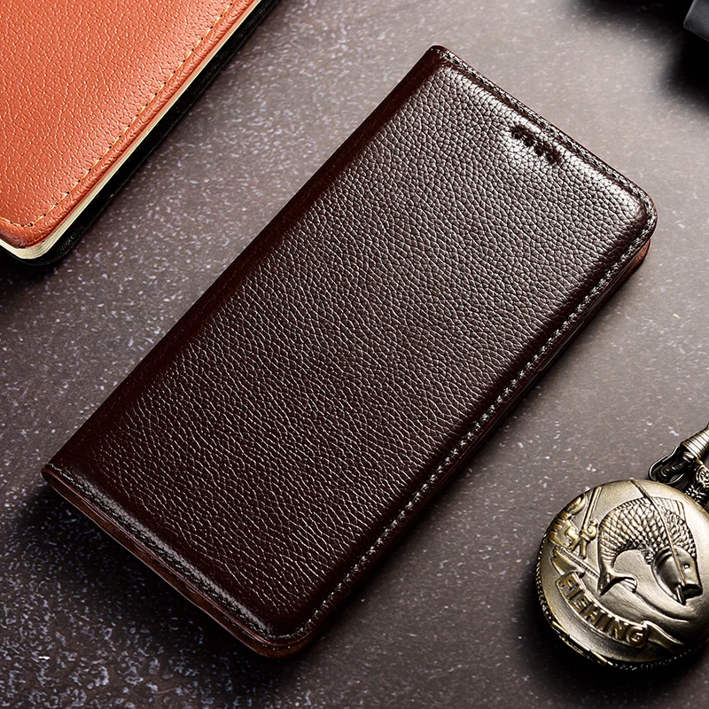 Lychee Pattern Genuine Leather Magnetic Flip Cover For Doogee s98 Flip Cases