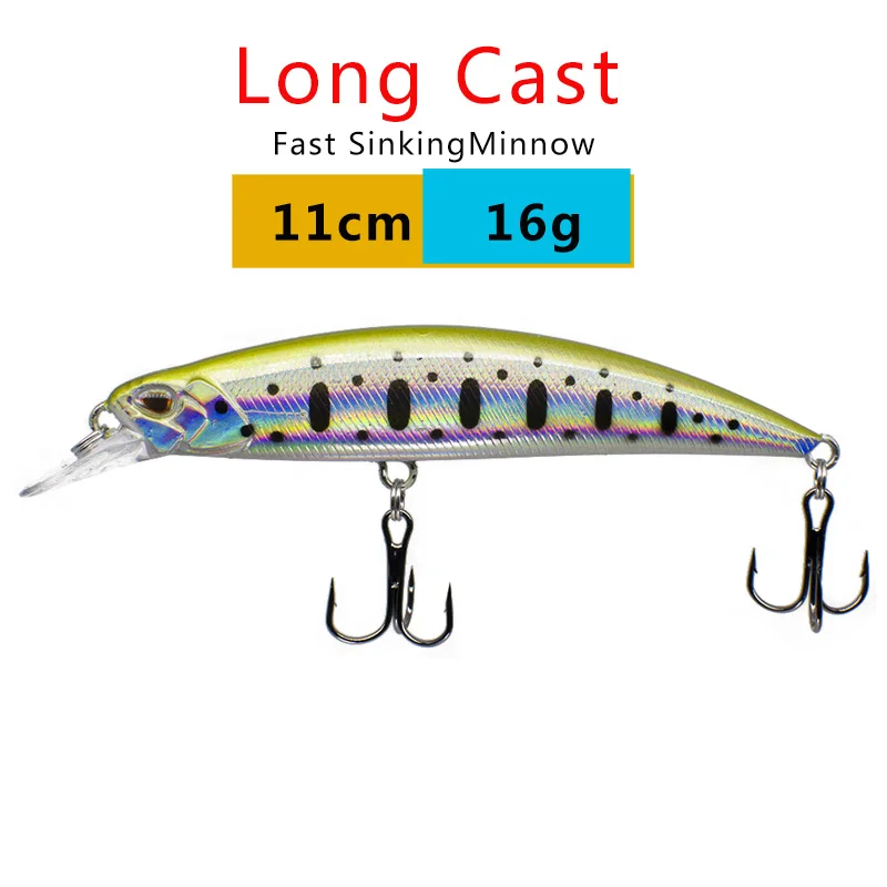 Рыболовная приманка гольян быстротонущая длинное литье Япония 11 см 16 г воблер