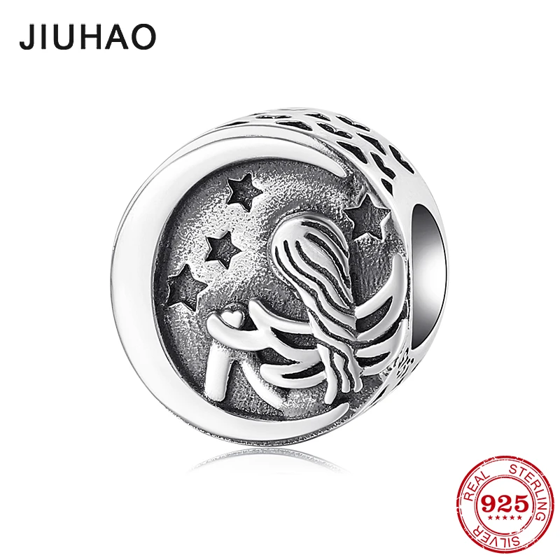 Модный браслет из стерлингового серебра 925 пробы с бусинами в виде Русалочки под