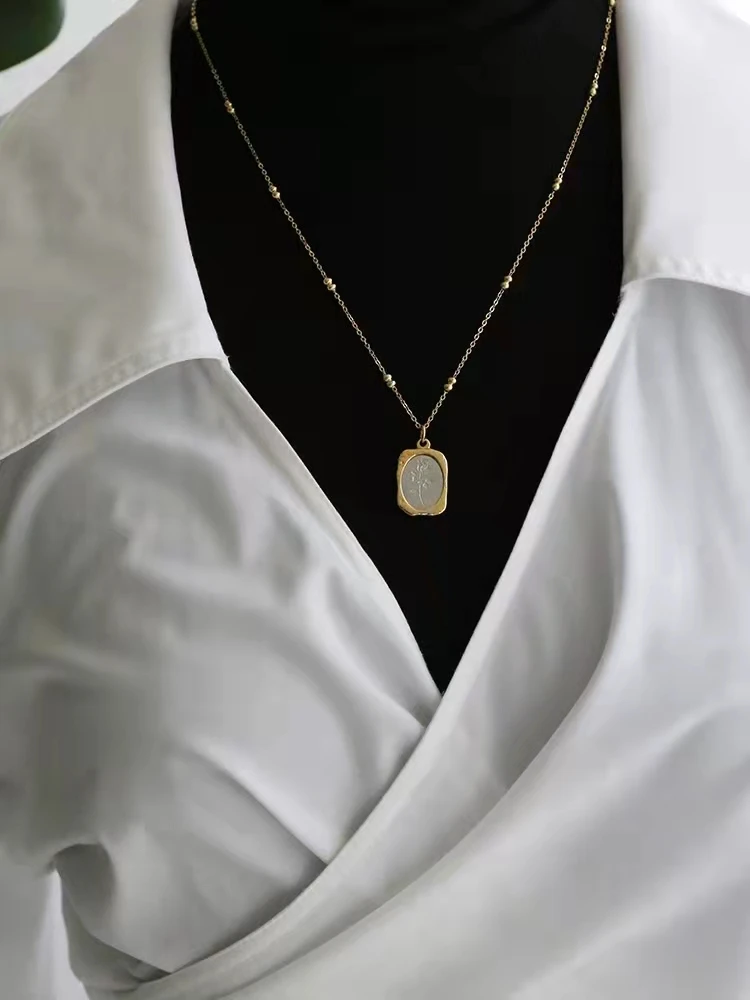 Романтическое винтажное женское ожерелье из нержавеющей стали с подвеской в