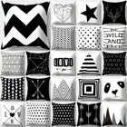 Черно-белая декоративная подушка с геометрическим рисунком, 45 х45