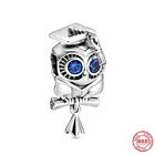 Новинка, подвеска-талисман в виде серебряной мудрой совы, оригинальный браслет-талисман Pandora, ювелирные украшения на выпускной