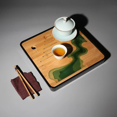 Японский стиль простой меламина бамбуковый Чай лоток для столовой посуды сухой
