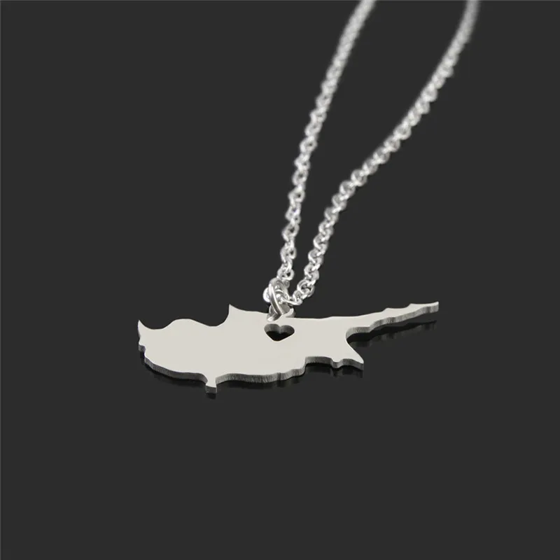 Ожерелье с подвеской в виде карты Кипра из нержавеющей стали