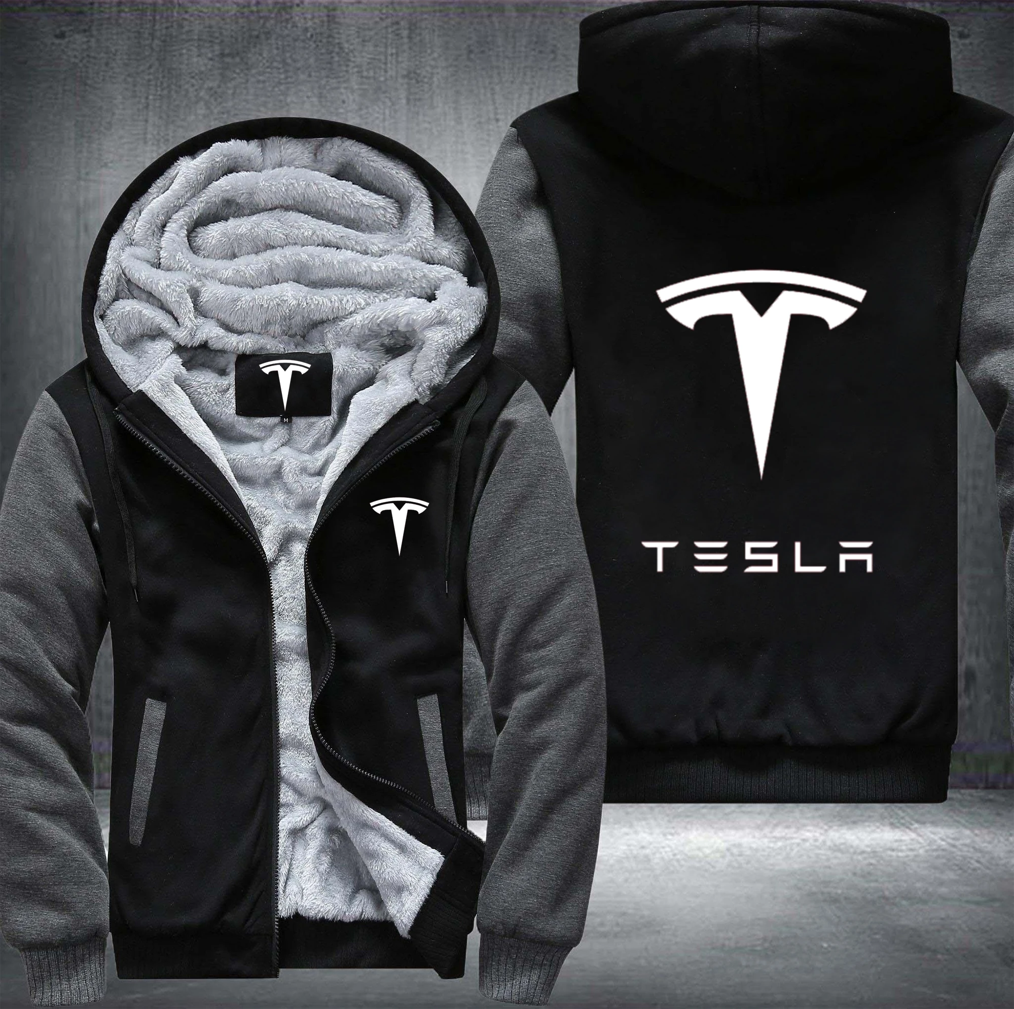 

The New Men's Thicken Warm Comfortable Sweatshirt Hoodies High Quality Tesla Car LOGO Warm Harajuku Style Tops Fast delivery