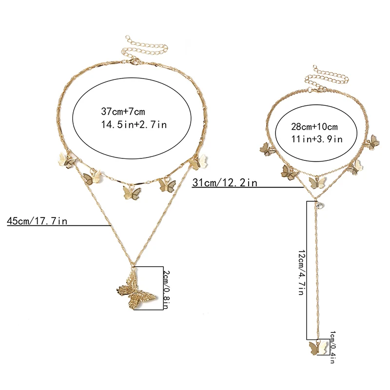 

Miraculous 1pcs Fashion Women Multi-layer Long Chain Butterfly Pendant Choker Necklace Jewelry Gift