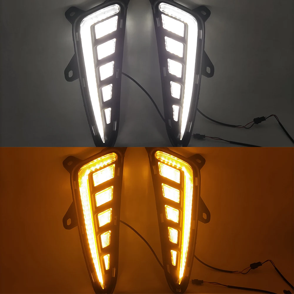 1 Pair Car LED DRL Daytime Running Light For Toyota C-HR CHR 2016 2017 2018 2019 with dynamic Yellow Turn Signal fog lamp |