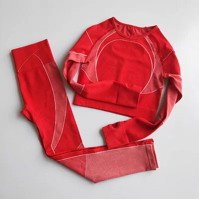 Комплект из 2 предметов Женский бесшовный спортивный костюм Омбре одежда для