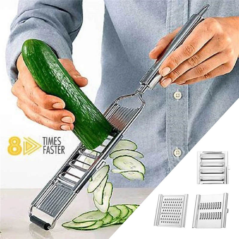 

Multi-Function Vegetable Slicer Fast Cutter Cheese Grater Manual Potato Peeler Chopper Stainless Steel Kitchen Accessories