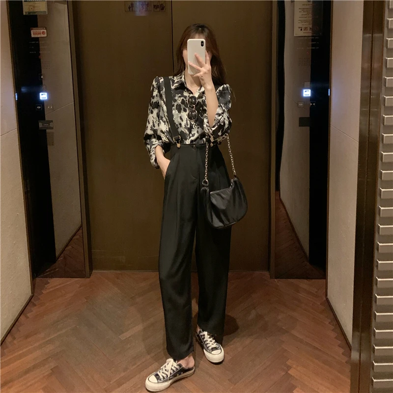 

GOOHOJIO 2020 New Vintage Retro Loose Casual Women Blouses Turn-down Neck Long Sleeve Oversized Women Shirts Spring Autumn Shirt