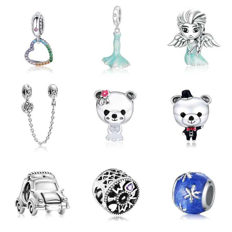 2021 шармы в виде ангела с милым медведем подходят для оригинального браслета pandora
