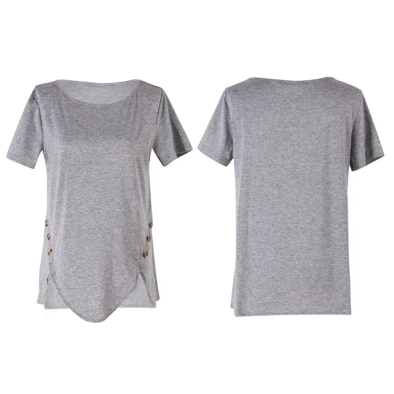 

Female Short Sleeve T-shirts Fashion Irregular Women T-Shirt Loose Round Neck Tops Tee