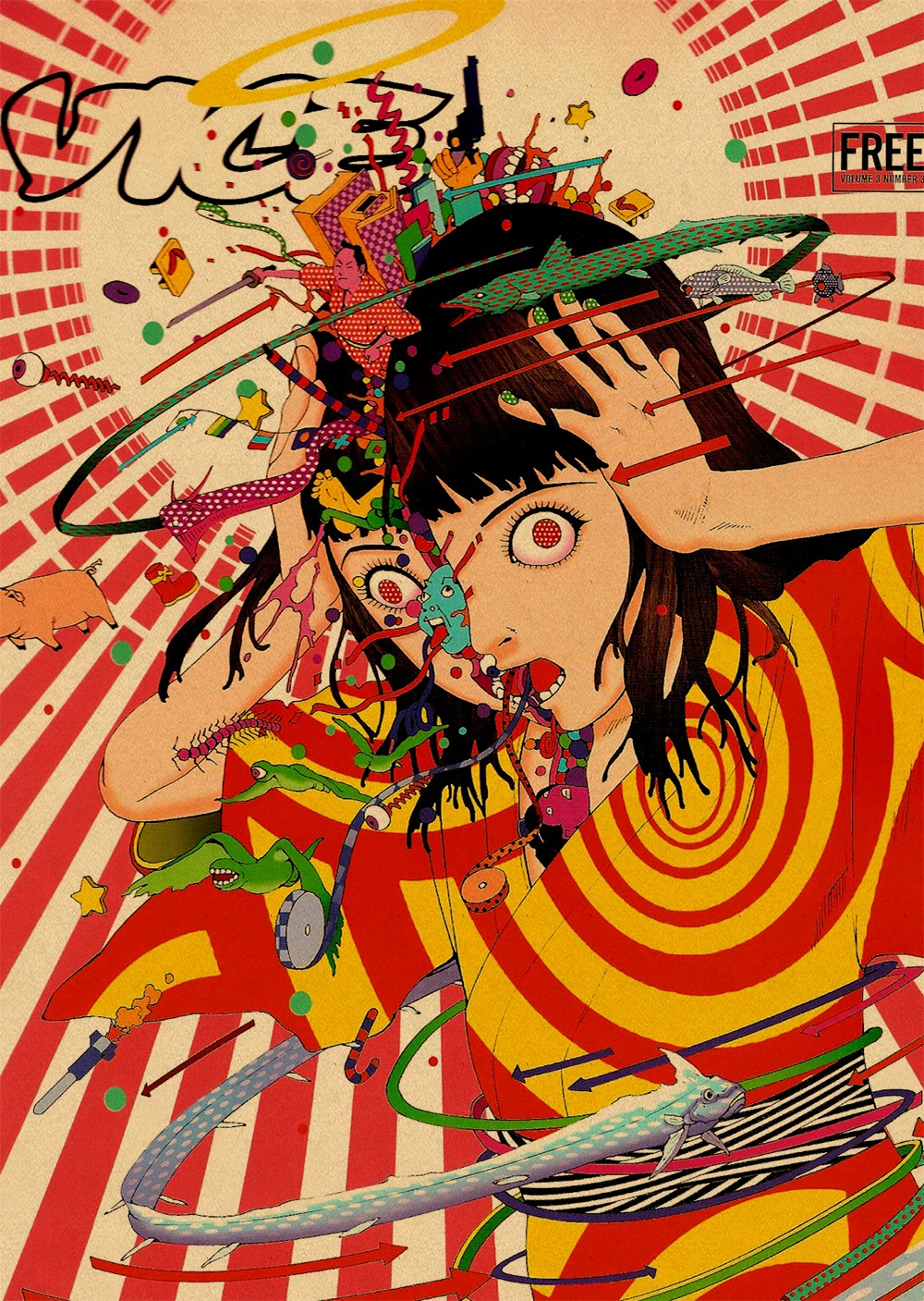 Купите 3 и получите 4 один плакат из сериала ужасов комиксов Shintaro Kago современные