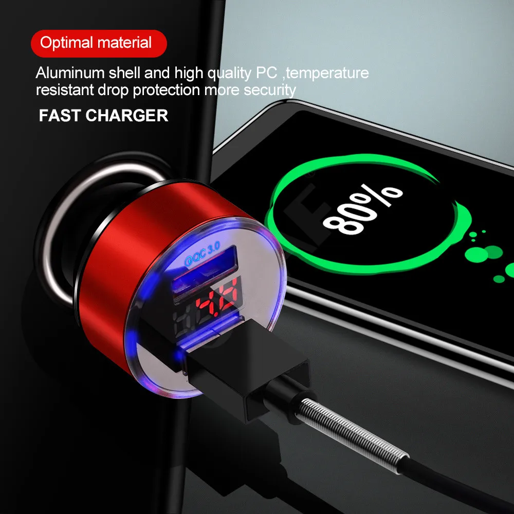 3.1A двойной зарядное устройство USB с светодиодный дисплей Универсальный мобильный телефон автомобильное зарядное устройство для Xiaomi samsung S8 iPhone 6 6s 7 8 Plus планшет