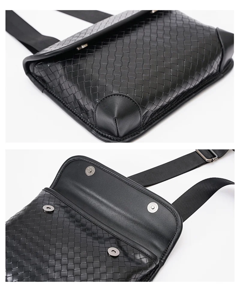 

LEBSGE Men Small Diagonal Square Bag Pu Leather Black Color Street Style Small Shoulder Bag Mobile Phone Bag Crossbody Bag