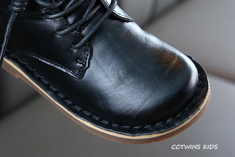 CCTWINS Kids Shoes Autumn Fashion Girls Black Martin Boots Boys Real Leather Dress Shoes Children Retro Casual Boot MB021