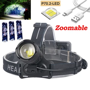 Фонарь налобный светодиодный, 18650 лм, 30 Вт, с батареями 3 *