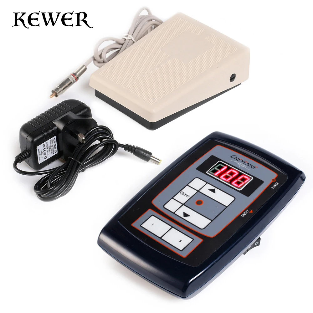 KEWER Professional Tattoo Power Supply Dual interface LCD Power Supply Foot Pedal For Tattoo Machine Gun Switch Makeup Supplies