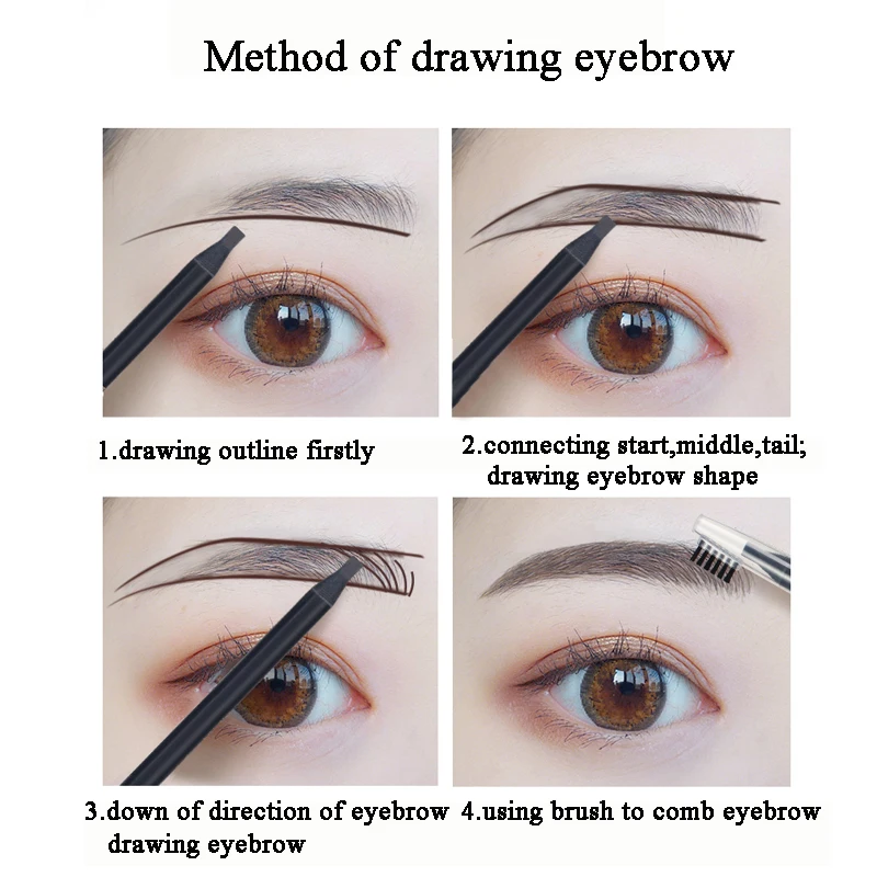 

2pc Peeling Eyebrow Pencil with Brush Longlasting Eyebrow Pencil Easy to Wear Cosmetic Tint Dye Makeup Tools Microblading Supply