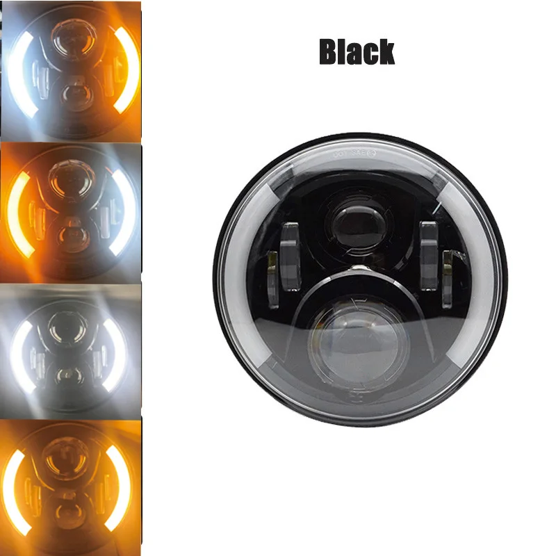1x Black 60W 7 дюймов 45 Вт DOT SAE E9 мотоциклетные 883 фары с углом глаз светодиодные 883 фары 7 дюймов корпус ведро отделка кольцо - Цвет: 1x Black 60W