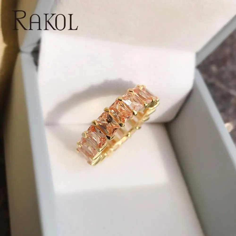 Женское кольцо с фианитом RAKOL обручальное вечерние ЦО кристаллами ААА RR21197 |