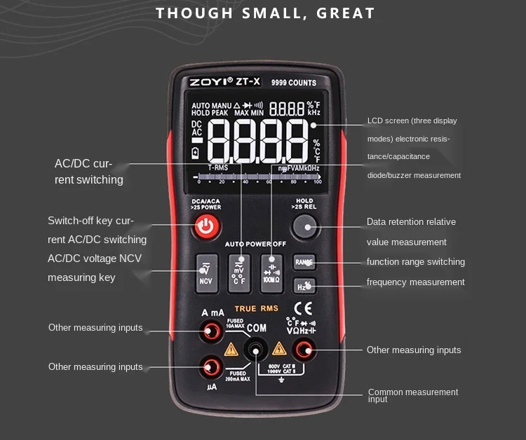 

Digital display high-precision automatic electrician universal meter multi-function household maintenance capacitance meter