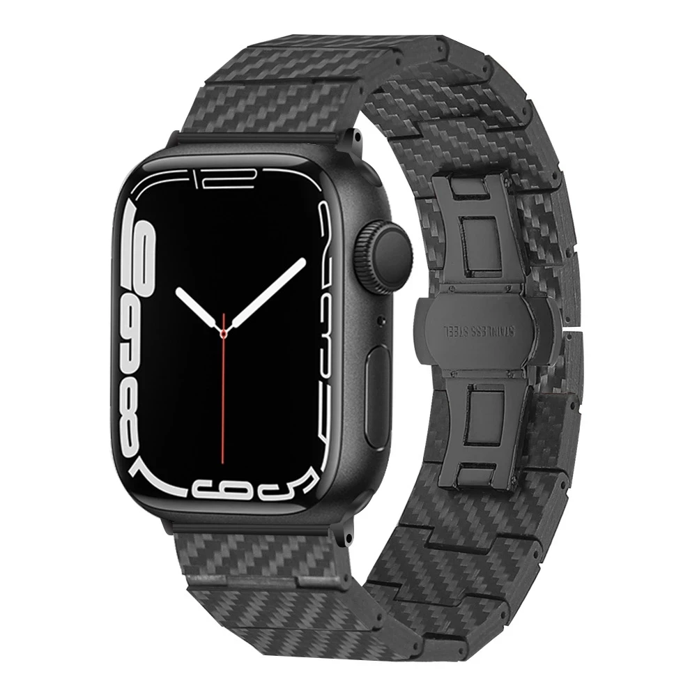 

Carbon Fiber Strap For Apple Watch Band 45mm 44mm 42mm 41mm 40mm 38mm Lightweight Link Bracelet belt iWatch Series 5 4 7 6 SE 3