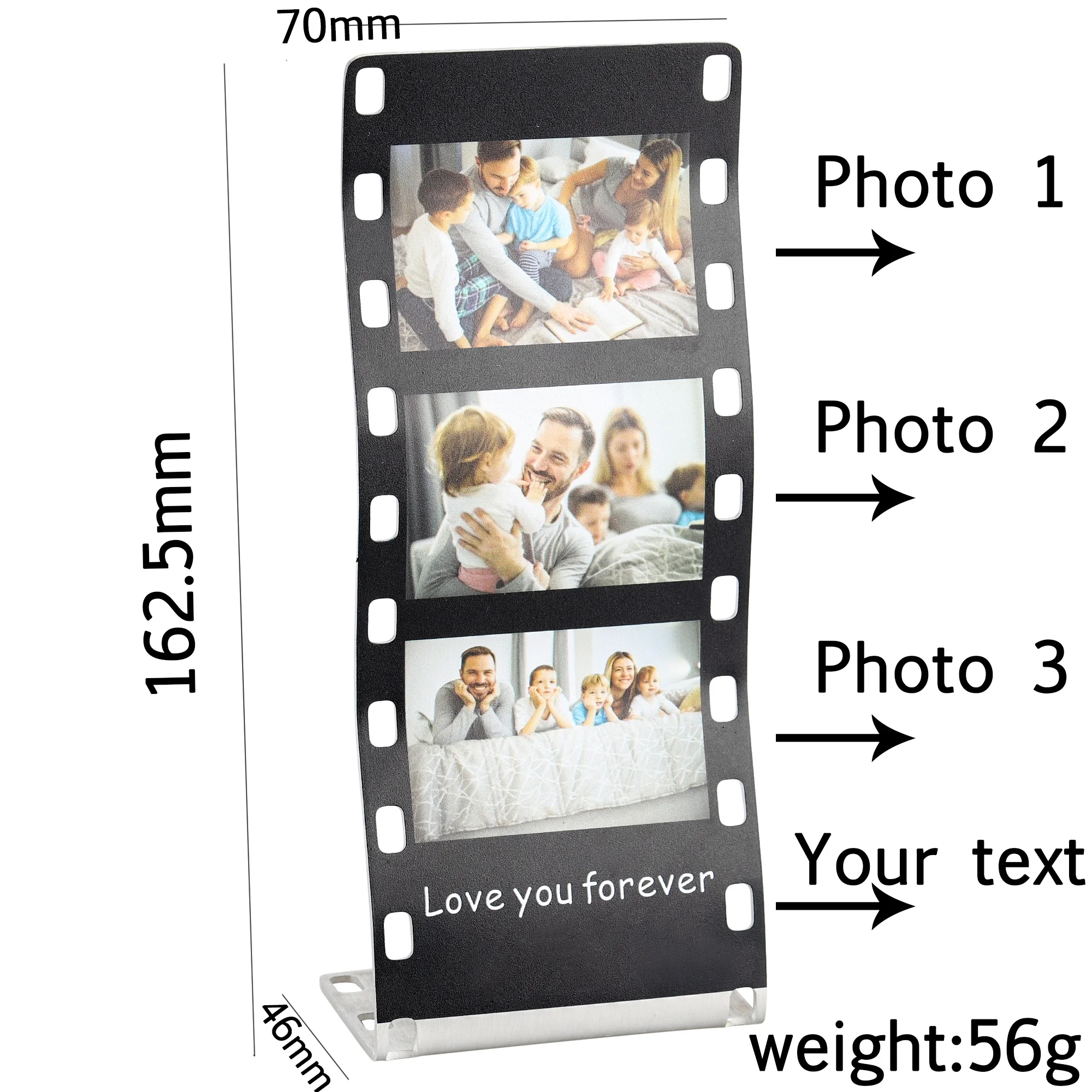 3PCS Photos Film Roll Ornaments Couple Gifts DIY Custom Picture With Text Albums Cover Frame Personalised Memorial Home Decor