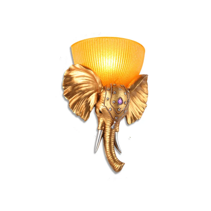 

American country retro wall lamp living room TV background decoration Resin Elephant led lighting fixtures Southeast Asia deco