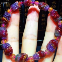 natural cacoxenite auralite 23 purple pi xiu rutilated quartz bracelet 13 3x8 8x8 2mm clear beads bangle women men aaaaaa