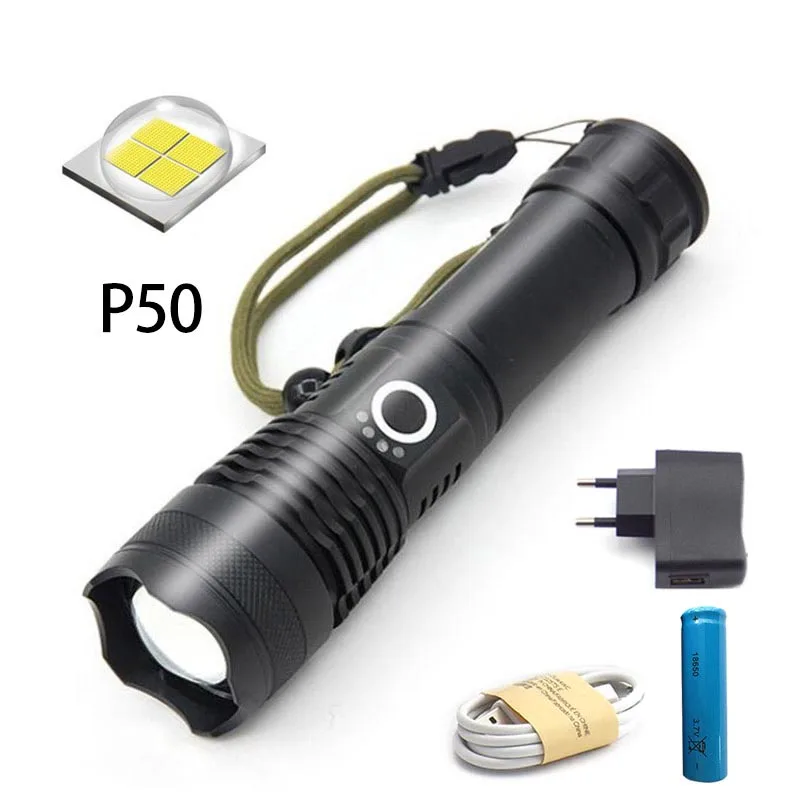 2019 USB Перезаряжаемый Фонарик Супер мощный светодиодный тактический Xhp50 фонарик