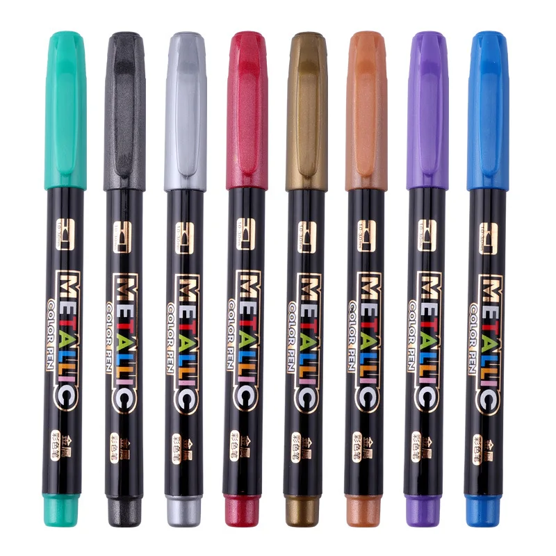 8PCS/Lot Metallic Pen DIY Epoxy Resin Mold Colorful Art Supplies Writing Drawing Markers Jewelry Making Tools Student Stationery - купить по