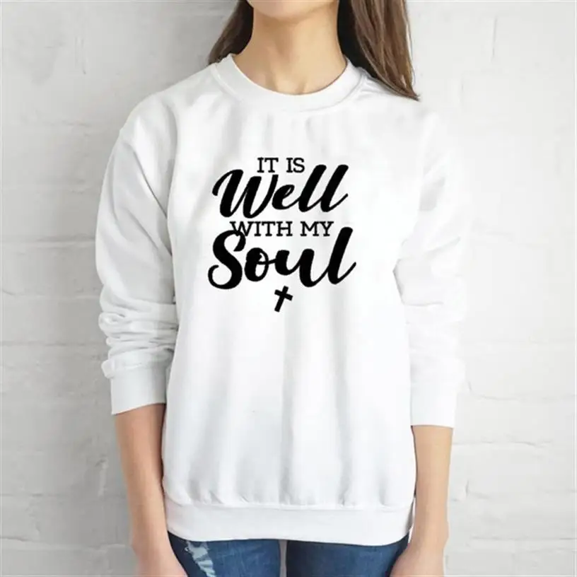

Hoodies For Women It Is Good With My Soul Letters Print Crew Neck Sweatshirts Kawaii Femmes Hoodies Women Corduroy Cute Cotton