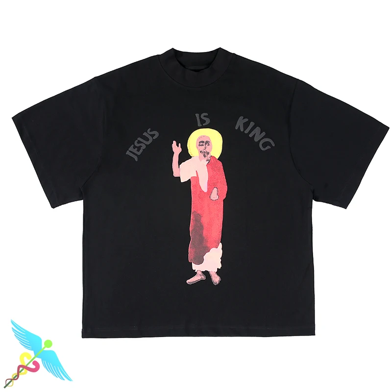 

Kanye West JESUS IS KING T-Shirt Men Women Hip Hop Oversized Letter Print Casual High Quality Cotton O-Neck Streetwear Short Tee