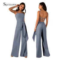 fashion women summer rompers womens jumpsuit long elegant backless sleeveless high waist long pants party night slim overalls