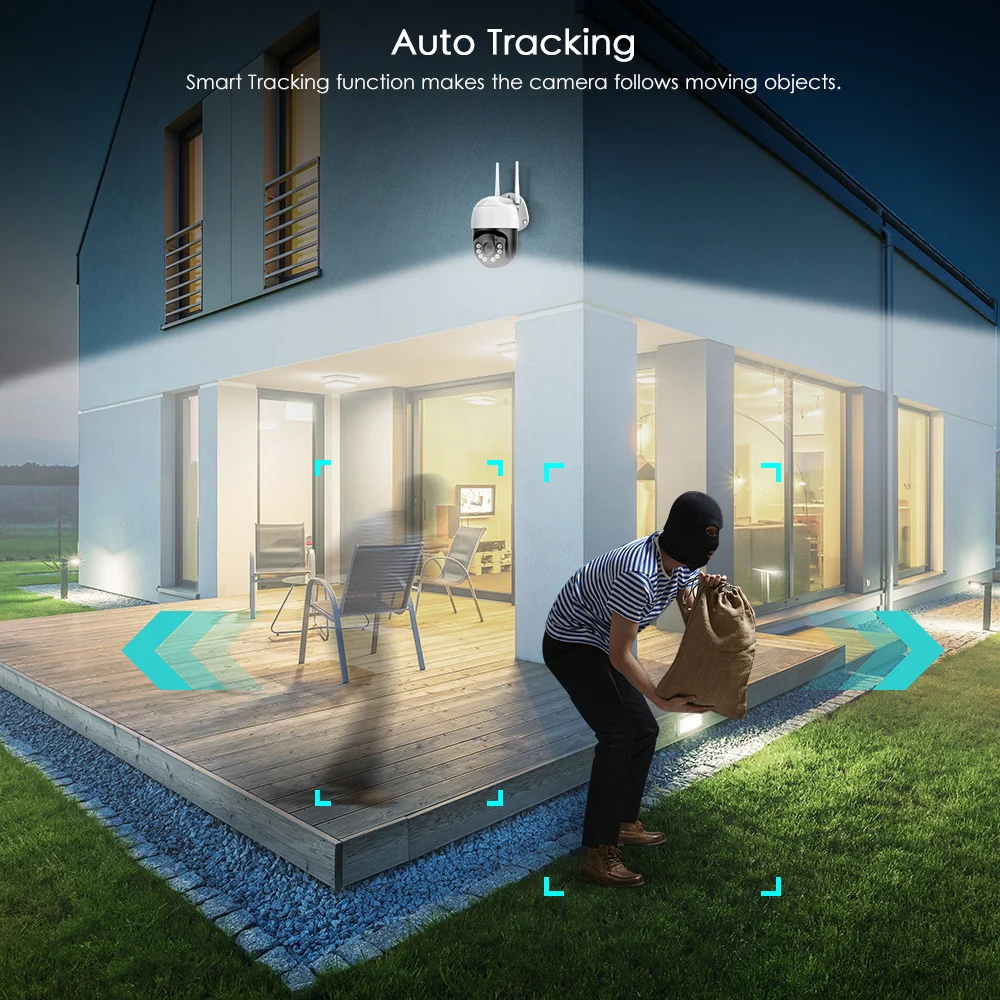 Беспроводная IP-камера видеонаблюдения 5 МП PTZ Wi-Fi 1080P аудио AI с автоматическим