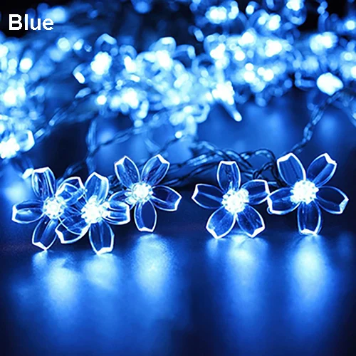 blue 10 м 100LED Цветочные вишневые цветы Гирлянда Свет открытый Рождество Гирлянда-занавес огни свадебное Праздничное оформление - Испускаемый цвет: blue